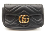 Gucci Mini Marmont Chevron Quilted Matelasse Black Leather Crossbody Eb0826wrxdu