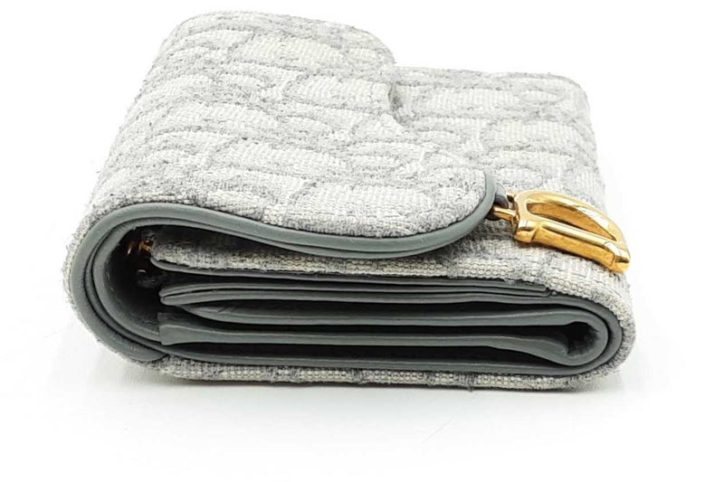 Dior Saddle Lotus Gray Oblique Jacquard Wallet Eb1224prxdu