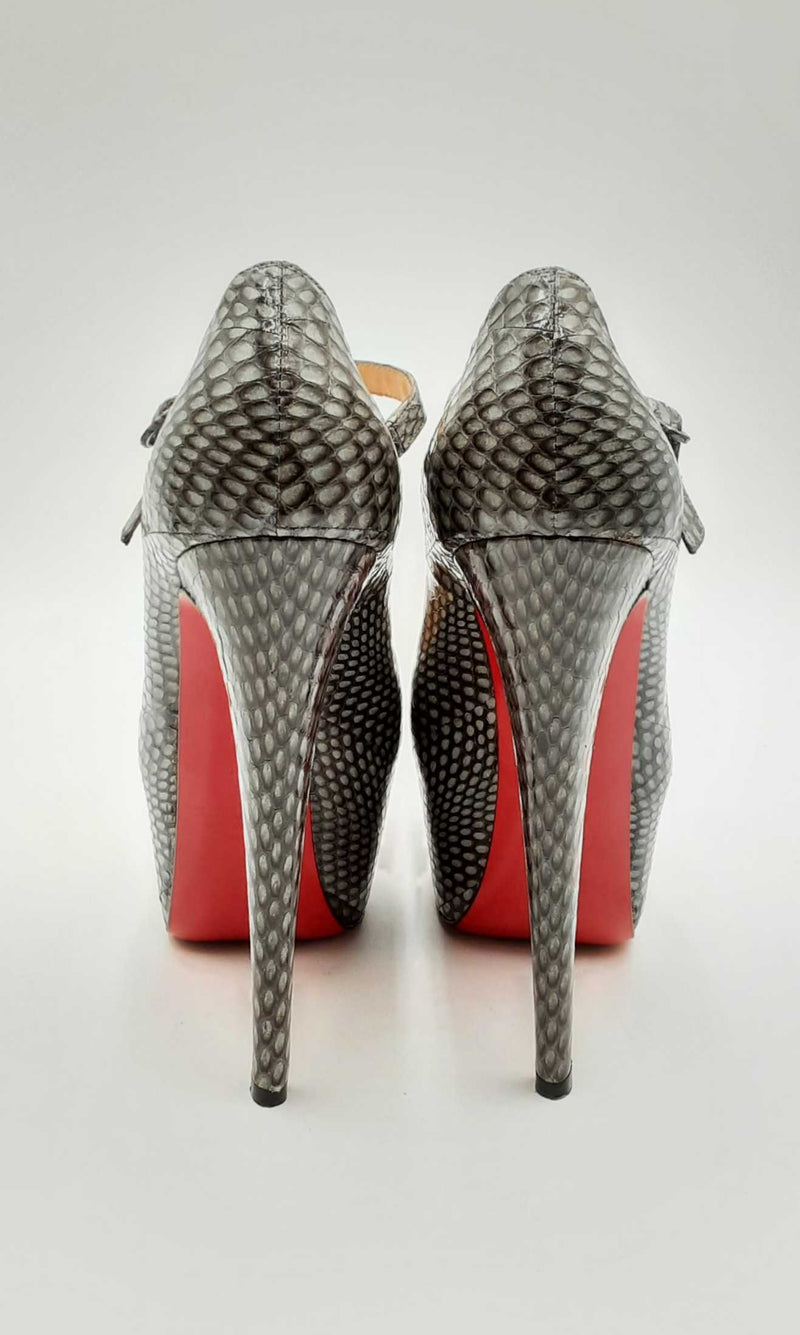 Christian Louboutin Grey Snakeskin Lady Daf Platform Pumps Size 36.5 Eb0524rxsa