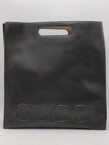 Gucci Embossed Logo Xl Tote Black Aa1026pzxsa