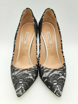 Casadei Black Lace & White Minorca Leather Pumps Size Eu 40 Fw1124cxsa