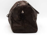 Gucci Gg Duffle Travel Bag W/leather Trim Brown Aa0526orzsa