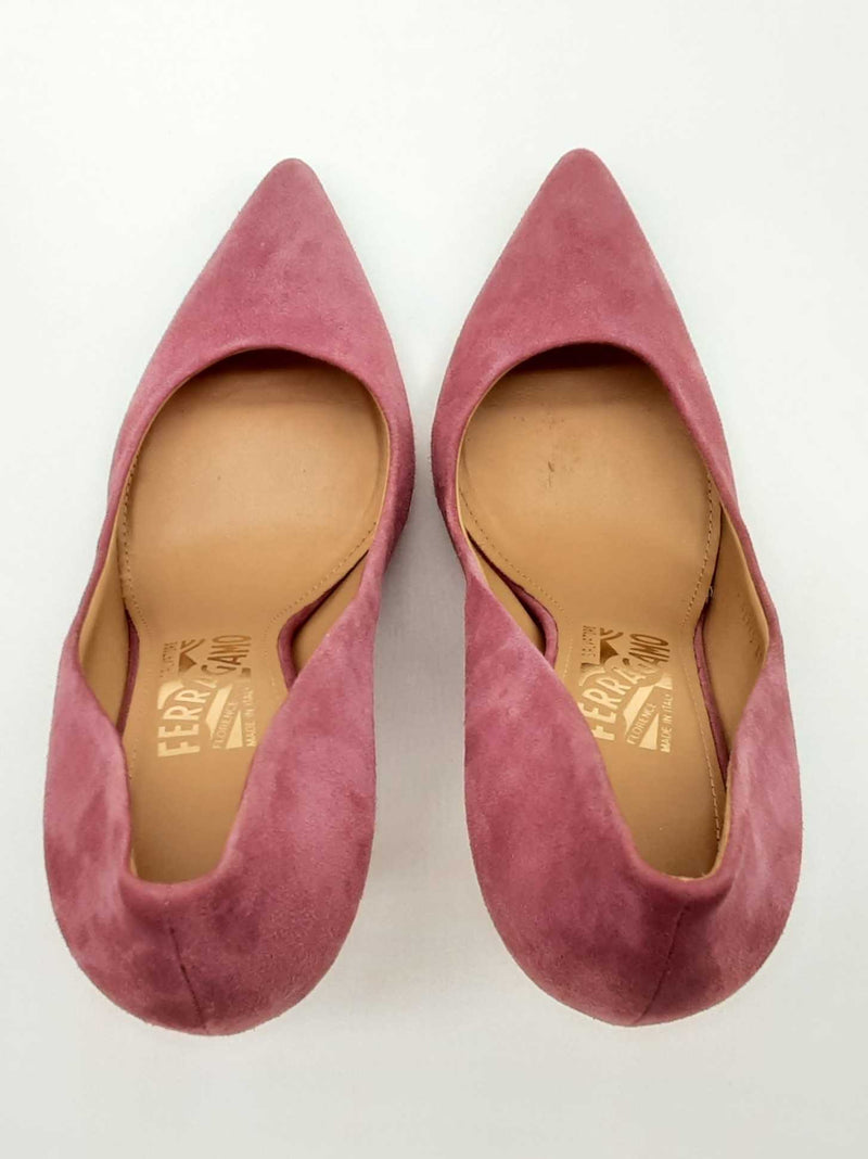 Salvatore Ferragamo Susi 100 Pink Suede Heels Size 8 Lh1223crde