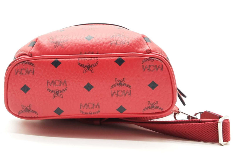 Mcm Red Medium Klassic Visetos Sling Bag Lh1124wxzde