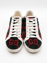 Gucci Gg Green & Red Terry Cloth Ace Sneakers Size 37 Eb0726oxzsa