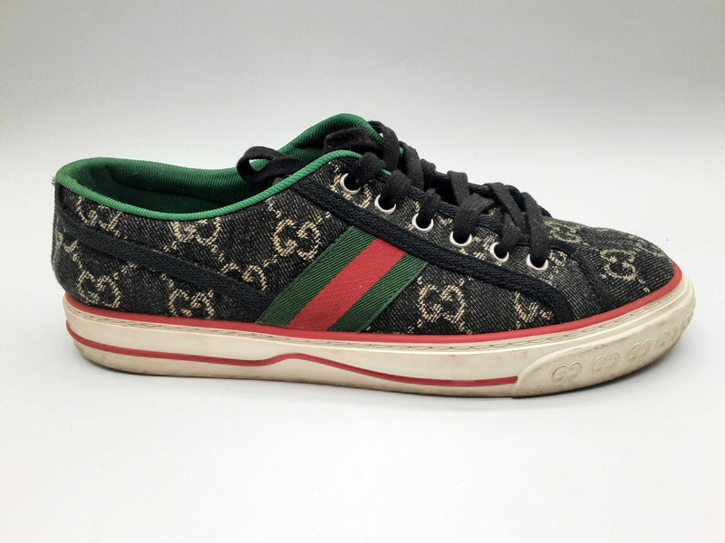 Gucci 606110 Tennis 1977 Gg Black Denim Low Top Trainers Size 39+ Do0724lrxde