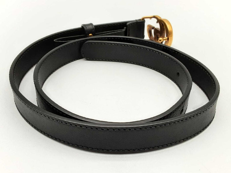 Gucci Gg Black Marmont Thin Leather Belt Size 75/30 Do1124lrxde