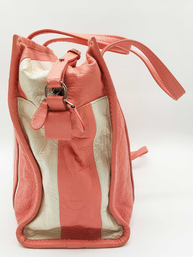 Balenciaga Bazar 2 Way Pink White Leather Shoulder Tote Bag Do0625pxzde