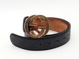 Gucci Guccissima Gg Black Belt / Buckle Size 32 Aa0826crsa