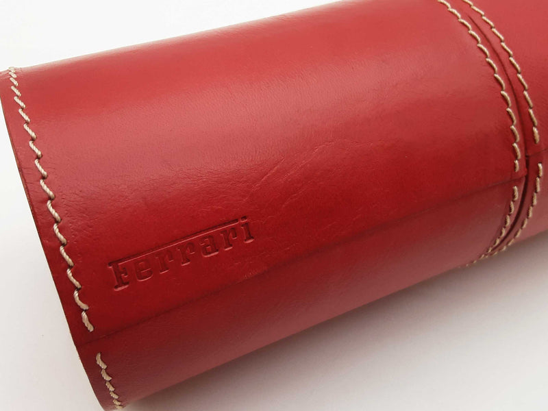 Ferrari Red Leather Wood Tube Collectible Do1025crde