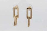 18k Yellow Gold Rectangle Link Drop Stud Earrings 2.1 Grams Eb0926lrxsa