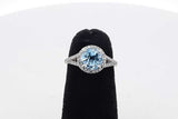 Light Blue Gemstone & Diamond Ring In 14k White Gold 2.7g Size 3.75 Eb0426oixsa