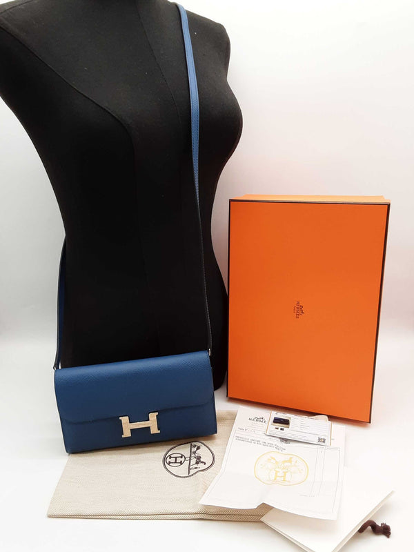 Hermes Constance To Go Blue Epsom Palladium Hardware Crossbody Bag Do0625oxzxde
