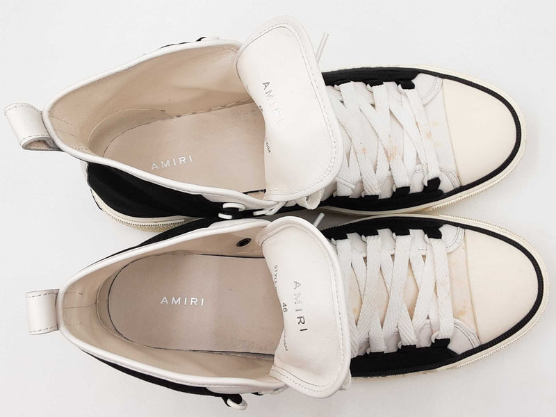 Amiri M.a. Court High Top Sneakers In Black & White Canvas Size 13