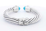 David Yurman 925 Sterling Silver Diamond & Turquoise Cable Bracelet 47 Grams Eb0325wxzsa