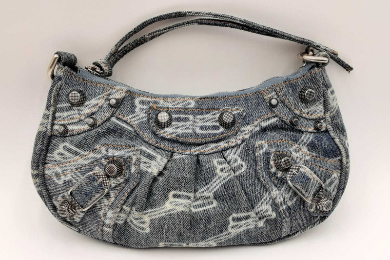 Balenciaga Denim Bb Monogram Le Cagole Shoulder Bag Eb0624ixzdu