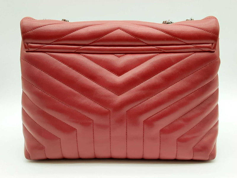 Yves Saint Laurent Loulou Matelasse Chevron Red Leather Shoulder Bag Do0324srzde