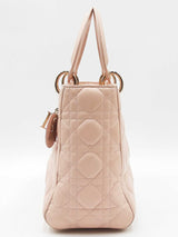 Christian Dior Lady Dior Pink Lambskin Cannage Top Handle Bag Eb0126exzdu