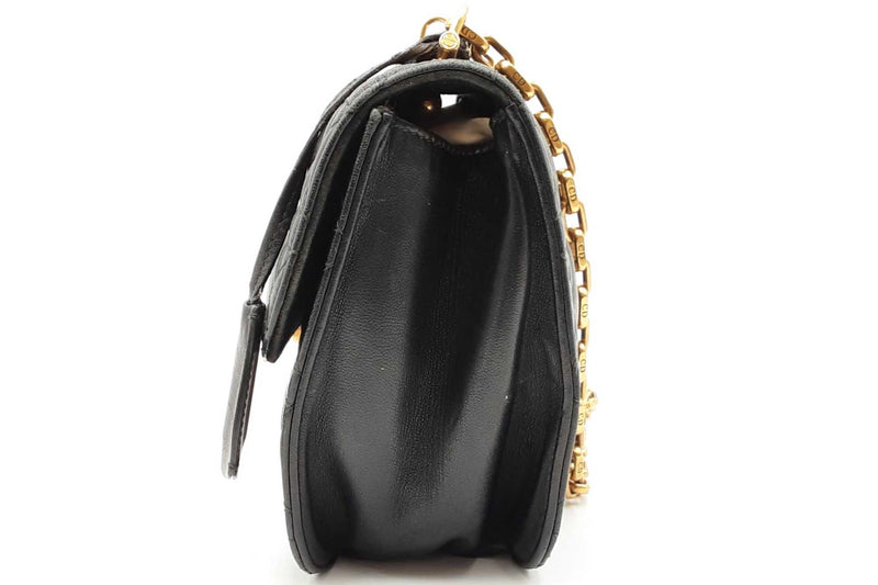 Christian Dior Black Leather Cannage Dioraddict Flap Shoulder Bag Eb1224cxzdu