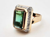 0.60 Cttw Diamonds 14k Yg 11.1g Synthetic Tourmaline Ring Size 6.5 Do0225icrde