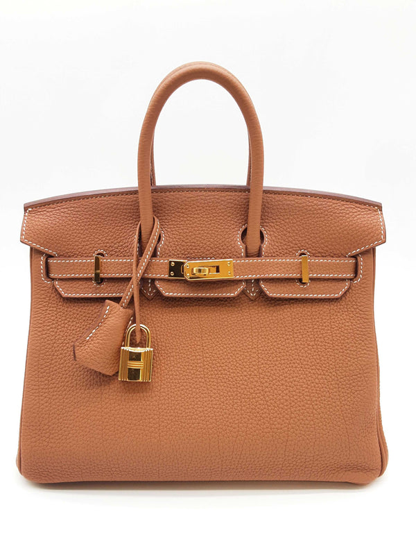 Hermes Birkin 25 Gold Brown Fjord Leather Gold Hardware Handbag Do0425oxcxzde