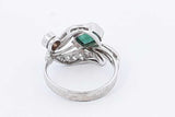Emerald & Diamond Ring In 14k White Gold 3.6 Grams Size 5.5 Eb1025pxzdu