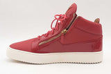 Giuseppe Zanotti Kriss Red Leather Dual Zip Sneakers Size 48 Eb0825lrxsa