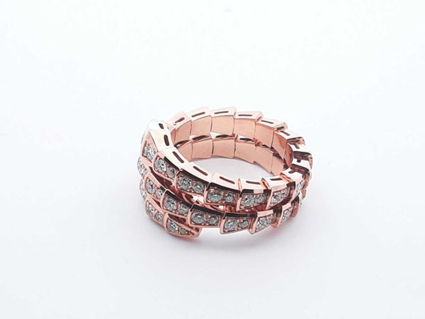 Bvlgari 18k Rose Gold Diamond Pave Viper Ring Size 7 1.65cttw 10.6g Lh0724sxzxde