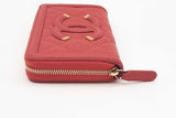 Chanel Red Quilted Caviar Leather Filigree Zip Around Wallet Eb0126pxzde