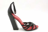 Burberry Hove Black & Red Leather Thong Ankle Strap Heels Size 39 Eb0926crsa
