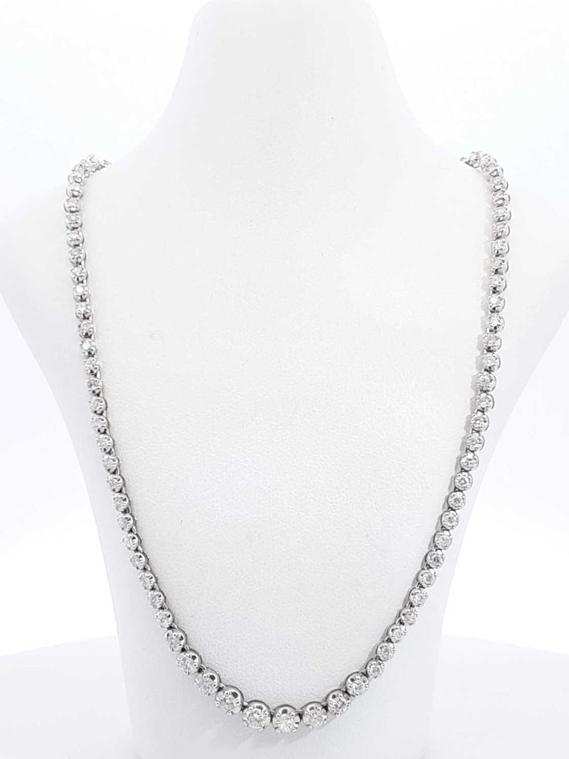 3.01 Cttw Diamond & 18k White Gold Tennis Necklace 9.3 Grams 16 Inch Fw0325pwrdu