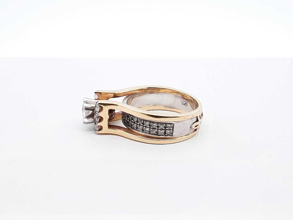 0.83 Cttw Diamond & Two-tone 14k Yellow Gold Ring 7.7 Gram Size 6.25 Fw0925rxzdu