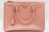 Prada Pink Saffiano Leather Galleria Double Zip Tote Bag Eb0826ixzsa