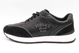 Versace Milano Black Leather & Suede Sneakers Size 44 Eb0626lrxsa