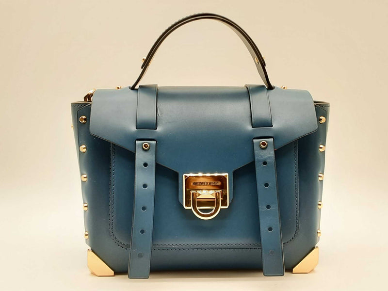 Michael Kors Blue Medium Manhattan Satchel Crossbody Lh0824ixde