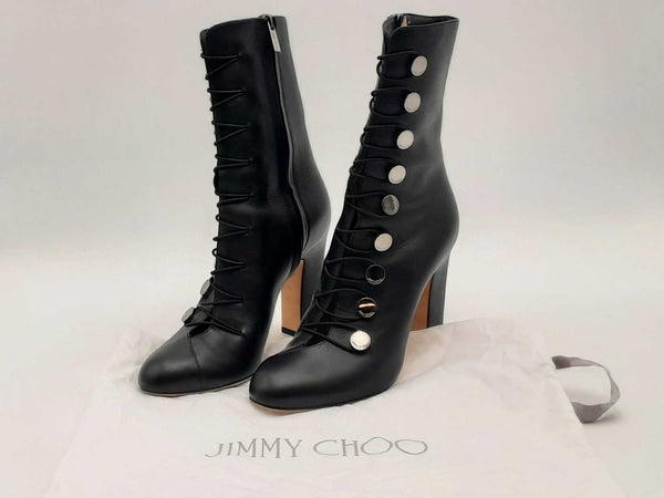 Jimmy Choo Malta Leather Boots Black Size 38.5 Aa0725oxzsa