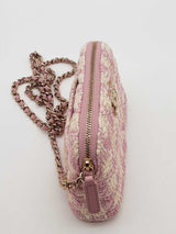 Chanel Mini Pink & White Tweed Quilted Clutch With Chain Eb0926oxxzde