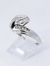 0.26 Cttw Diamond & 14k White Gold Swirl Ring 4 Grams Size 11 Fw0925lczdu9