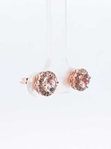 Morganite & Diamond Halo Stud Earrings In 14k Rose Gold 1.7 Grams Fw0326lordu
