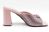 Prada Crystal Embellished Pink Satin Mules Size 38.5 Eb1225orxdu
