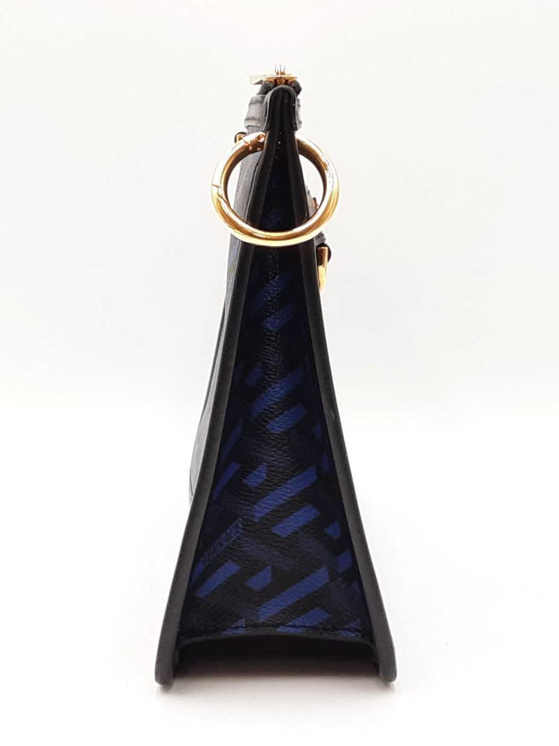 Versace La Greca Signature Coated Canvas Black & Blue Crossbody Bag Fw0725ozxdu