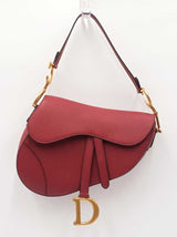 Christian Dior Medium Saddle Bag In Red Grained Leather Fw0126lzxzdu