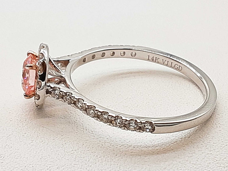0.55 Carat Fancy Pink Lab Grown Diamond 14k White Gold 2.1g Ring Size 7 Do0525wexde