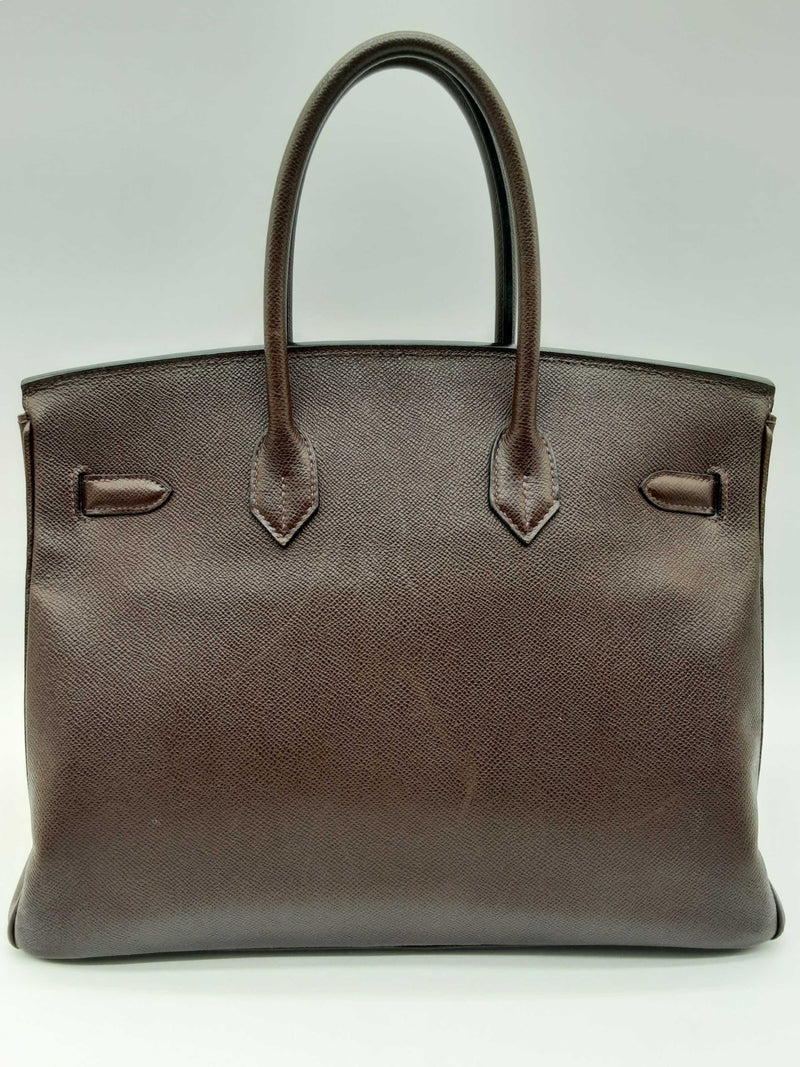 Hermes Birkin 35 Chocolat Brown Epsom Palladium Handbag Do0723lwxzxde