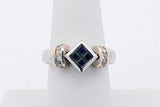 Diamond & Blue Gemstone Ring In 14k White Gold 5.9 Grams Size 6.75 Eb0126llrsa