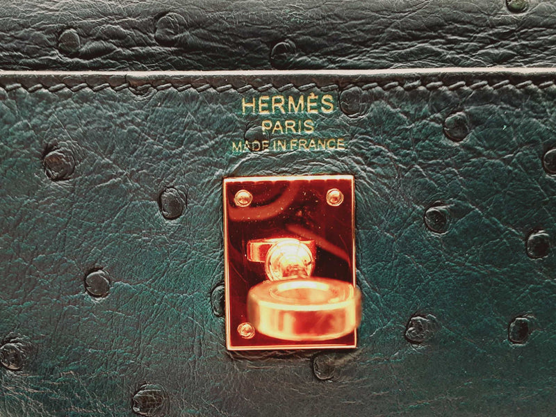Hermes Kelly 25 Bleu Roi Blue Ostrich Gold Hardware Shoulder Bag Do0723oerxzde