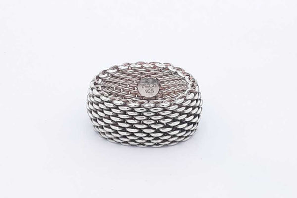 Tiffany & Co. Sterling Silver Somerset Mesh Ring 9 Grams Size 6 Eb0724crsa