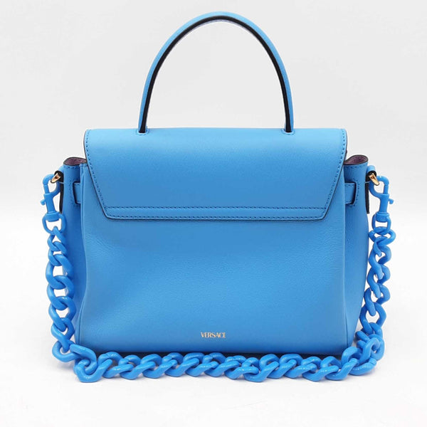Versace La Medusa Blue Calfskin Leather Top Handle Handbag Sd0925orzdu