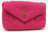 Yves Saint Laurent Quilted Pink Tweed Lou Lou Puffer Shoulder Bag Eb1225rcrdu