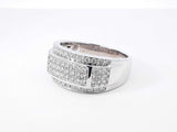 1.83 Cttw Diamond & 14k White Gold Multi-row Ring 9.2 Grams Size 11 Fw0926irxdu